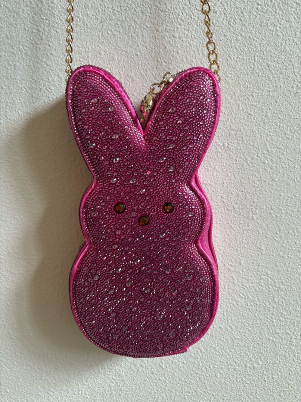 Betsey Johnson Hot Pink Crystal Bunny Shoulder Bag